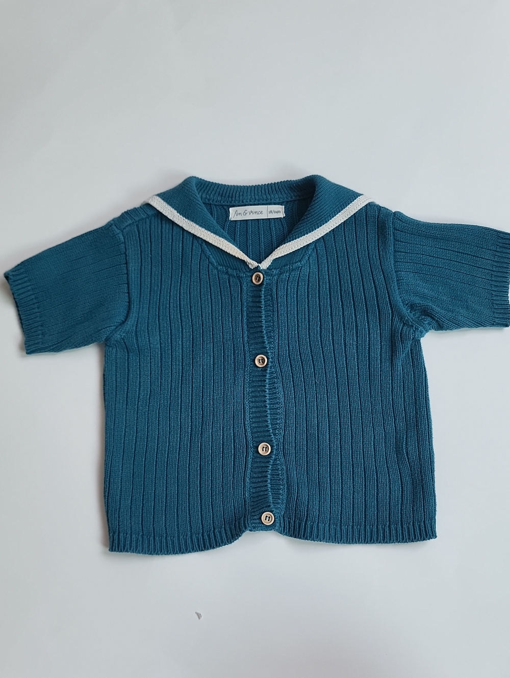 Fin & Vince Teal Ribbed Sailor Top